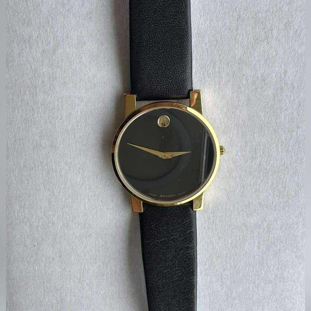 Black and gold Movado museum Swiss classic Sapphire Crystal (originally $695)